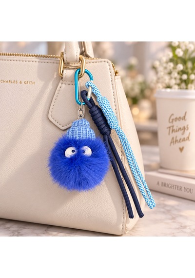 Puffy Mavi Bereli Ponpon Çanta Charmı 16138485