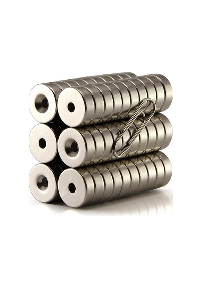Havşa Delikli Güçlü Neodyum Mıknatıs - D20x10/5,5x5 Mm 4 Adet Set