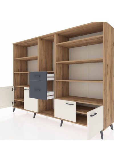 Hyperion Dolap 10 Raflı 2 Çekmeceli 4 Kapaklı 220x44x163 Çam-ayta Çam-aytaşı/antrasit Hyperion Dolap 10 Raflı 2 Çekmeceli 4 Kapaklı 220x44x163 Çam-ayta Çam-aytaşı/antrasit