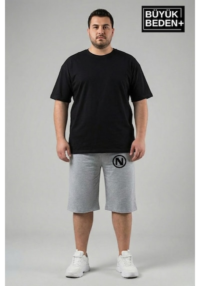 Süperlife Büyük Beden Erkek N Baskılı Şort Rahat Kalıp Basic Penye 3xl-6xl Spr26bsr591-19 Gri Melanj Süperlife Büyük Beden Erkek N Baskılı Şort Rahat Kalıp Basic Penye 3xl-6xl Spr26bsr591-19 Gri Melanj