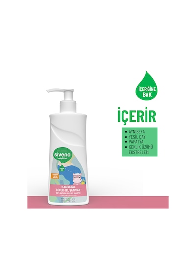 Siveno %100 Doğal Yenidoğan Bebek Çocuk Jel Şampuanı Saç ve Vücut Konak Önleyici 325 ml