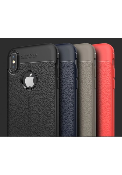 iPhone Uyumlu X Xs Litchi Tam Koruma Soft Silikon Kılıf- 5775 Kırmızı