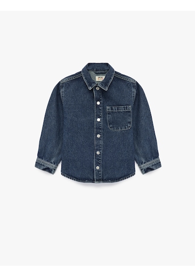 Koton Pamuklu Cep Detaylı Uzun Kollu Jean Ceket Koyu İndigo 6wkg60001ad Dark Indigo