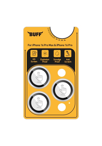 Buff Apple Uyumlu iPhone 16 Pro Max / 16 Pro Titanyum Lens Koruyucu Silver