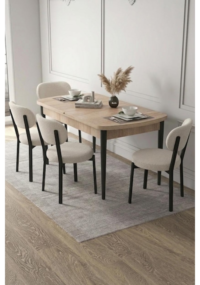 Renlife 4 Kişilik Açılır Mutfak Masa Takımı Yemek Masası Ve Sandalye Seti Metal Ayaklı Sonomo Krem Renlife 4 Kişilik Açılır Mutfak Masa Takımı Yemek Masası Ve Sandalye Seti Metal Ayaklı Sonomo Krem