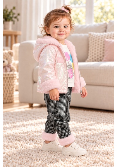 Ahengim Kız Bebek 3 Parça Takım Peluş Detaylı Kapüşonlu Parlak Mont Baskılı Üst Desenli Pantolon Ak1019 Pembe Ahengim Kız Bebek 3 Parça Takım Peluş Detaylı Kapüşonlu Parlak Mont Baskılı Üst Desenli Pantolon Ak1019 Pembe