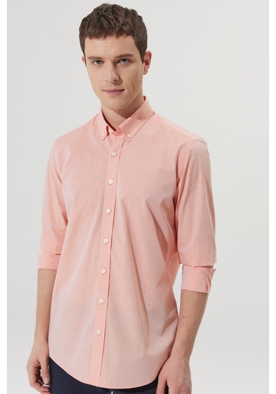 Ac&Co / Altınyıldız Classics Erkek Turuncu Slim Fit Dar Kesim %100 Pamuk Düğmeli Yaka Desenli Gömlek Turuncu Ac&Co / Altınyıldız Classics Erkek Turuncu Slim Fit Dar Kesim %100 Pamuk Düğmeli Yaka Desenli Gömlek Turuncu