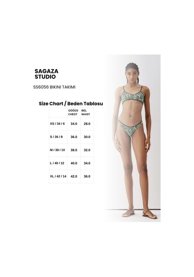 Sagaza Studio Ss6056 Yılan Desenli Bikini Set Yesıl
