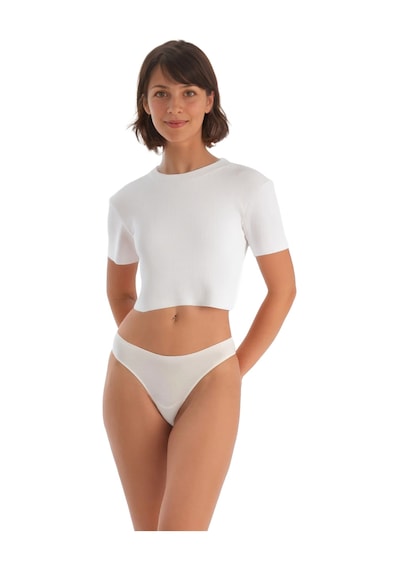 Kadın Pamuklu Basic Tanga Külot, 2'li Paket, Beyaz-siyah Beyaz - Siyah