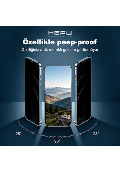 HEPU ARMOR Series Privacy Cam Ekran Koruyucu – iPhone 13 / 13 Pro / 14 / 16e Uyumlu