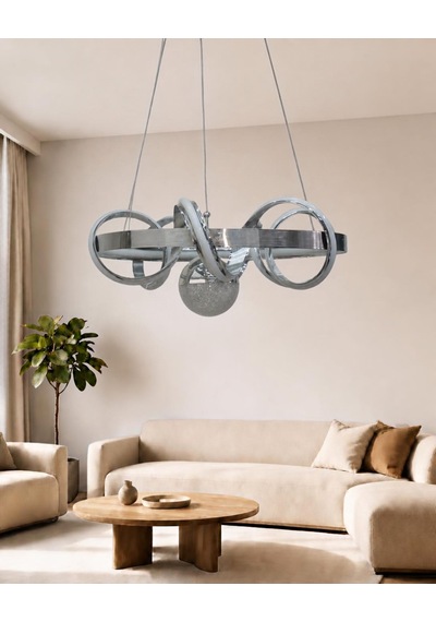 Kuzey Büyük Modern Ledli Avize Çizgili 3 Renk Power Ledli Krom Kaplama Yatak Odası Salon Mutfak