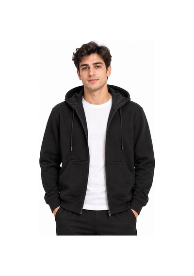 Classics Men Tam Fermuarlı Kapşonlu Ceket - 7775 Siyah