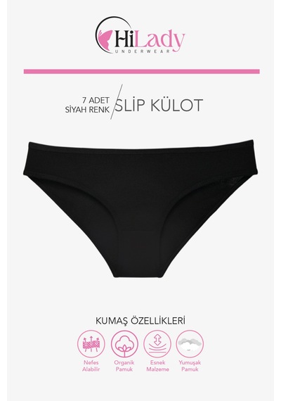 Kadın Külot 7 Li Paket Likralı Soft, Ve, Siyah, Renkler Pamuklu, Yumuşak,külot Siyah