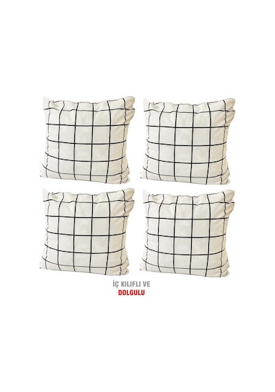 Kırlent Yastık Dolgulu Vip Yastık 4 Adet-43X43 Cm(Beyaz Pano) (525115600)