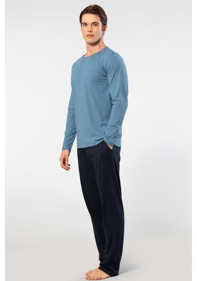 Cacharel Erkek Bisiklet Yaka Uzun Kollu Modal Pijama Takımı 2244/indigo İndigo