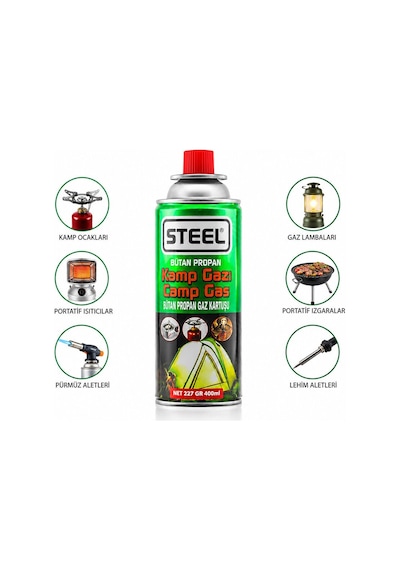 Steel Ck-7153 Bütan Gazı 220gr 400ml Kamp Piknik Çok Renkli