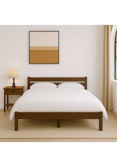 Masif Ahşap Karyola 100x200 Cm Doğal Ahşap Ceviz