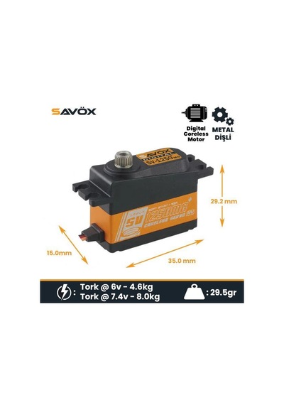 Savox Sv1250mgp Digital Servo Coreless Motor High Voltage Metal Dişli