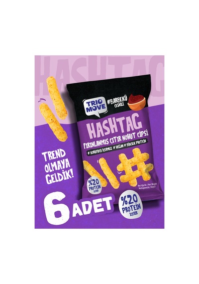 Hashtag Fırınlanmış Nohut Cipsi Barbekü Çeşnili 6 Adet Trio Move