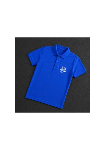 Dafri Börü Baskılı Polo Yaka %100 Pamuklu T-shirt Mavi