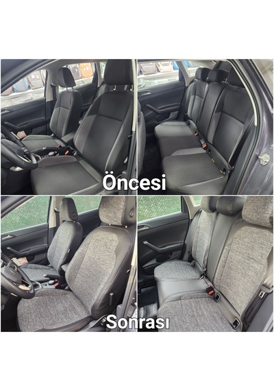 Volkswagen Taigo Uyumlu Araca Özel Deri Oto Koltuk Kılıfı 1585566 Siyah-Gri