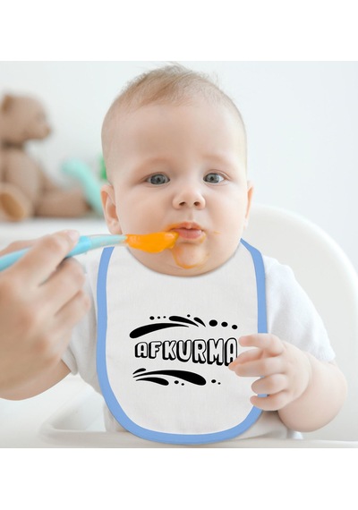 BK Kids Afkurma Tasarımlı Mavi Bebek Mama Önlüğü-1