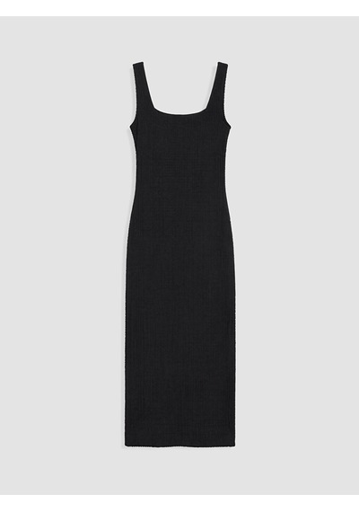 Lcw Vision Siyah Kare Yaka Dokulu Bodycon Elbise