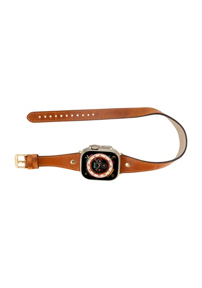 Alpıne Double Tour Heritage Tan Hakiki Deri Apple Uyumlu Watch Kordonu - 44/45/46/49mm