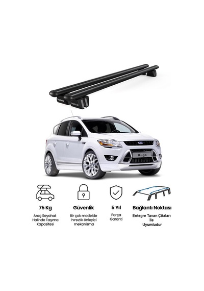 Pençe Ford Kuga Ara Atkı 2012-2019 Uyumlu Siyah Ara Atkı Port Bagaj Tavan Barı