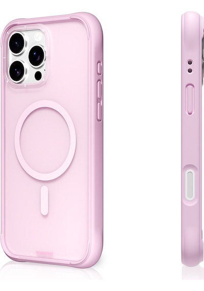 Apple Uyumlu iPhone 16 Pro Max Kılıf M-safe Şarj Özellikli Youngkit Macaroon Serisi Kapak Pembe