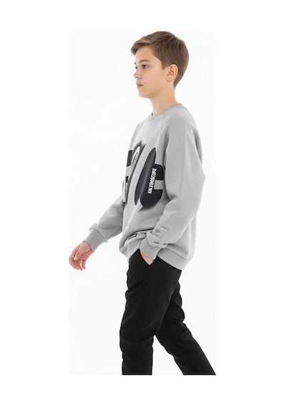 Baskılı Erkek Çocuk Sweatshirt-90876 Gri