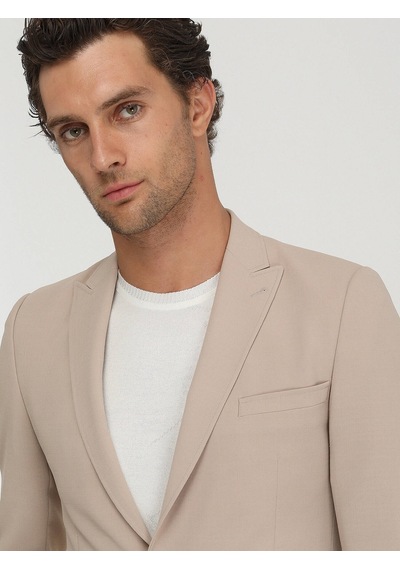 Kip Bej Düz Slim Fit Ceket 001
