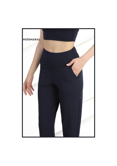 Yüksek Bel Jogger Tayt Rahat Kalıp Çift Yan Cepli Spor Görünüm Trend Jogger Lacivert 106103 Lacivert