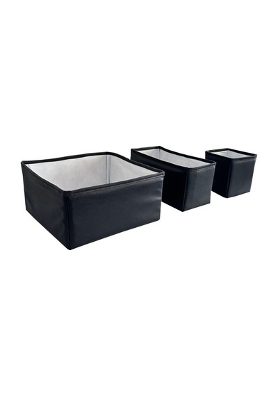 3'lü Çekmece İçi Çamaşır Düzenleyici Çocuk Odası Katlanır Saklama Kutusu Organizer Set-siyah Deri