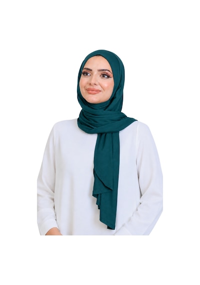 Modish Group Penye Boyun Kapamalı Şal Başörtü Hazır Giyim Turban Esnek Jersey Şal Zümrüt