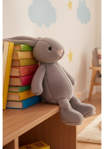Yumuşacık Peluş Tavşan Hediyelik Bebek Uyku Ve Oyun Arkadaşı 45 Cm Oyuncak Gri
