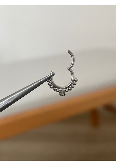 316 L Cerrahi Çelik Zirkon Taş Detaylı Halka Kıkırdak Helix Tragus Piercingi Gümüş