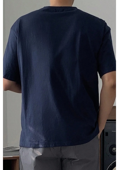 Erkek New York Baskılı Oversize Tshirt Lacivert