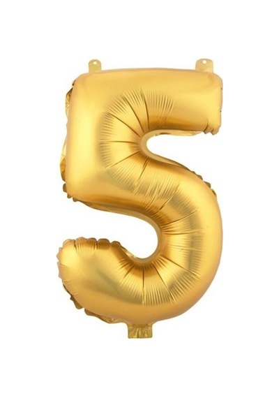 5 Gold Rakam Folyo Balon - 90 Cm - Altın Folyo Rakam Balon Sarı