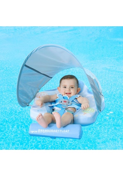Mambobaby Yüzme Simidi - Hot Air Balloon, Emniyetli, Gölgelikli Ve Ayak Destekli
