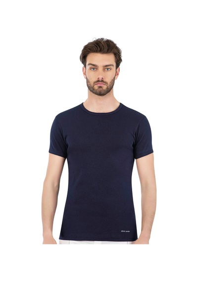 Pierre Cardin 440 Erkek %100 Pamuk Ribana Bisiklet Yaka Yarım Kol Fanila-lacivert Lacivert