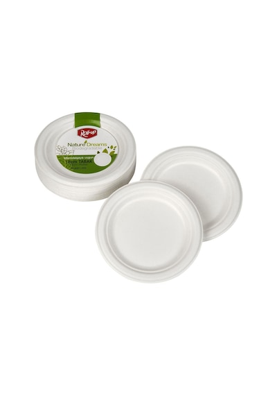 Roll-up Nature Ekolojik Karton Kağıt Parti Tek Kullanımlık Tabak - 18 Cm. - 25 Adetlik 1 Paket Beyaz