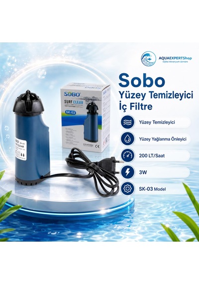 Sobo Yüzey Temizleyici İç Filtre - Yüzey Temizleyici - Yüzey Yağlanma Önleyici - 200 Lt/saat - Aktif Temizlik - 3w - Sk-03