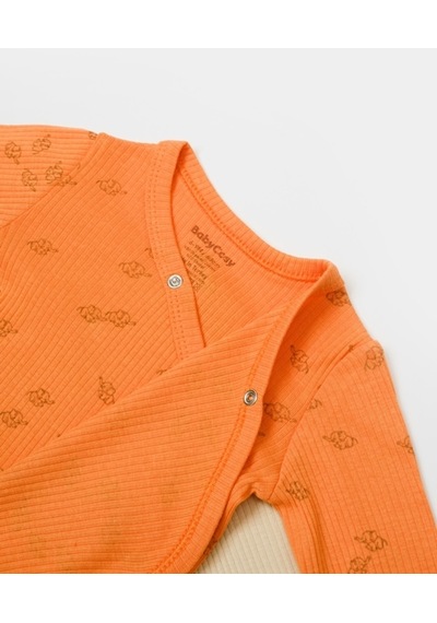 BabyCosy Organik Modal Fil Baskılı 2 Li Kruvaze Uzun Kollu Badi 001
