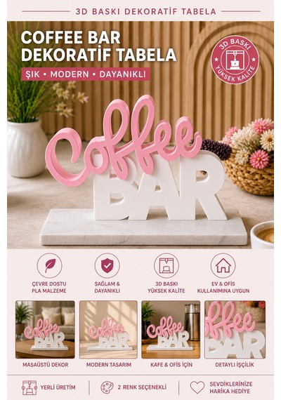 Coffee Bar Dekoratif Masaüstü Tabela 3d Baskı Modern Kafe Ve Mutfak Dekoru 05073139