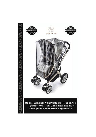 Bebek Arabası Yağmurluğu - Rüzgarlık - Şeffaf Pvc - Su Geçirmez Yağmur Koruyucu Puset Örtü Yağmurluk