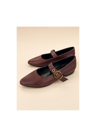37brandshoes Bordo Deri Babetler Bordo Bordo