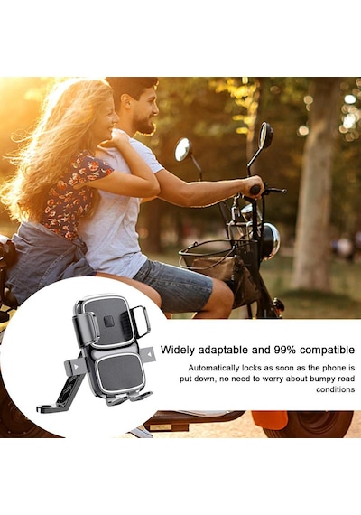 Mt64 Motosiklet Motor Telefon Tutucu Ayna Uyumlu Otomatik Kilitle