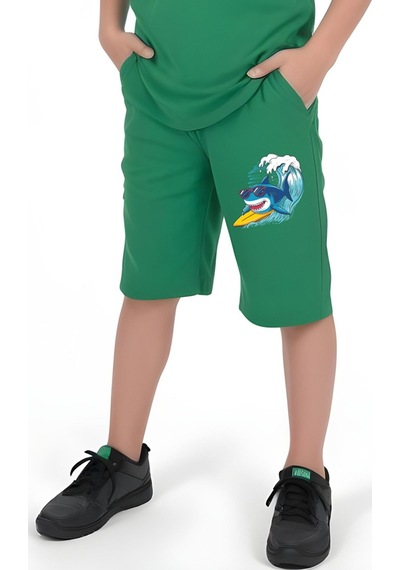 Fyk Kids Erkek Çocuk Tişört-kapri Surfer Baskılı Alt-üst Takım Yeşil