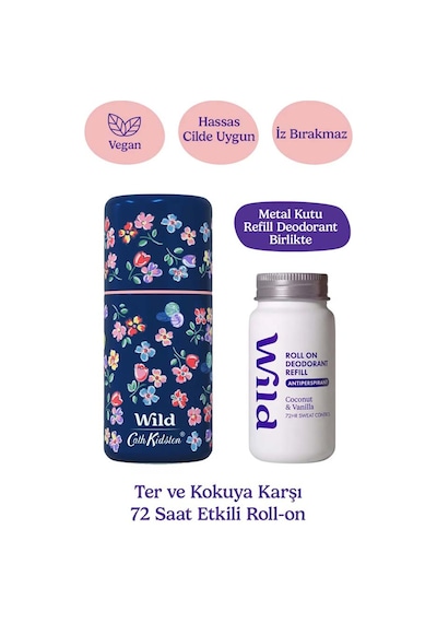 Wild Antiperspirant Roll On Cath Kidston Marble Ditsy Case & Coconut & Vanilla Refill Ter Önleyici 50 Ml